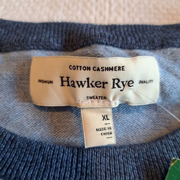Hawker Rye men's size size XL 3 Shades of blue Cotton Cashmere crew neck sweater - Picture 2 of 5